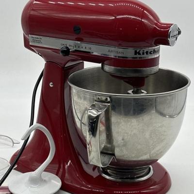 Red Kitchen Aide Stand Mixer w/ Accessories