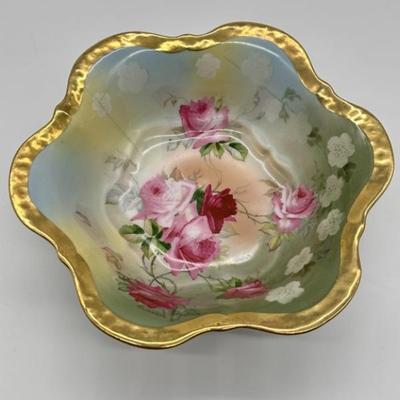 Antique Hand Painted German Lusterware Bowl