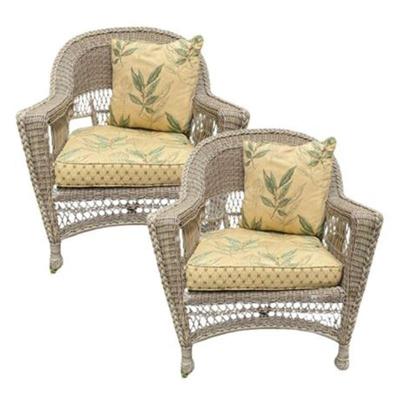 Lot 300-116   
Contemporary Resin Woven Wicker Style Arm Chairs, Two (2)