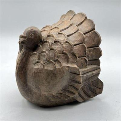 Lot 295K   
Vintage Hand-Carved Wooden Turkey Figurine