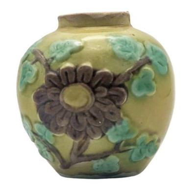 Lot 020-K  
Antique Majolica Floral Miniature Bud Vase