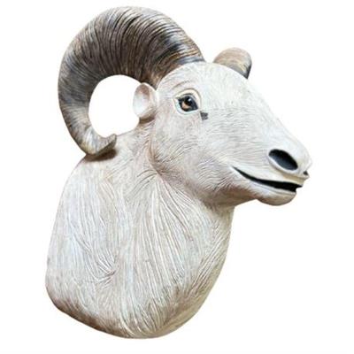 Lot 007-CR  
Rams Sheep Carved Wood Life Size Mount