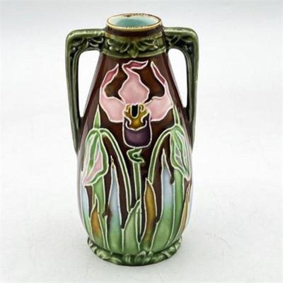 Lot 099B 
Antique Frie Onnaing French Art Nouveau Majolica Bud Vase