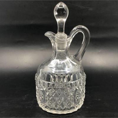 Lot 042K  
Vintage Clear Glass Cruet Decanter Bottle with Stopper