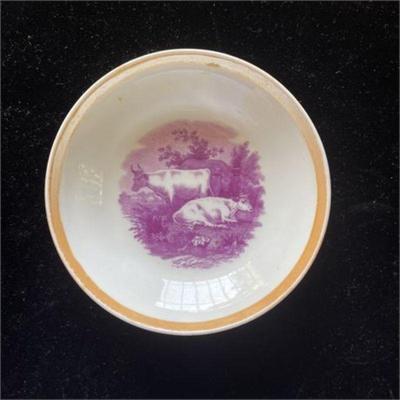 Lot 460 
Steer and Cow, Antique Lusterware Bowl