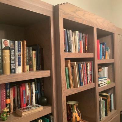 Books and gray washed bookcases