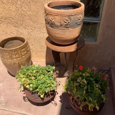 Some of the outside pots