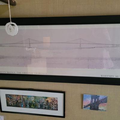 Copy of one of the original drawings for the Brooklyn Bridge