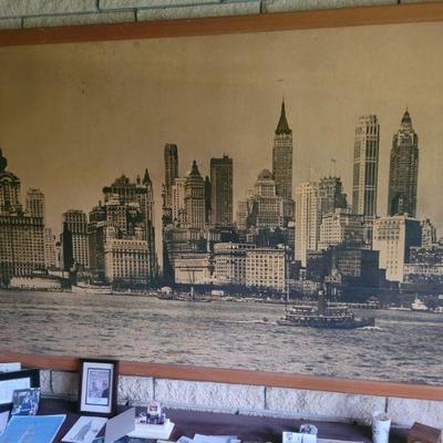 Older photo of the New York City skyline. Very large, black and White