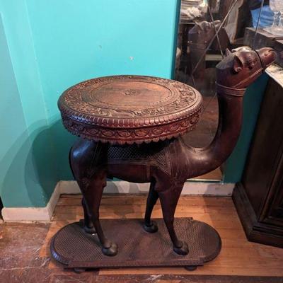 ANGLO INDIAN CARVED WOOD CAMEL TABLE