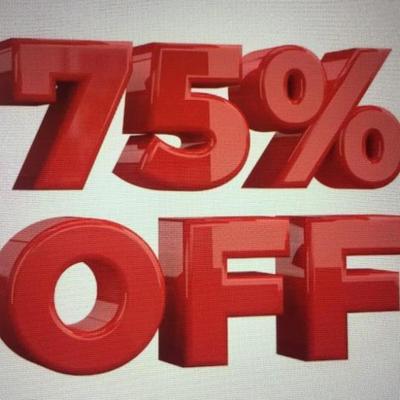 Most items will be 75% OFF. 