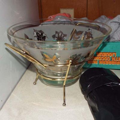 LIBBEY GOLDEN FOLIAGE GLASSES AND CHIP BOWL STILL IN BOX!