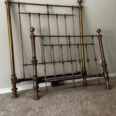Antique brass bed, damage to rail attachment 