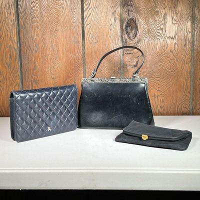  (3pc) Misc Evening Bags | l. 11 x h. 11 in (largest over strap) 
