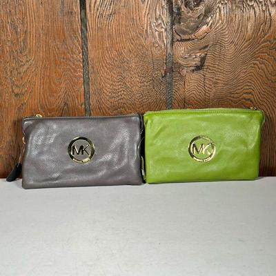 (2pc) Michael Kors Handbags | Crossbody bags, including one in green leather and one in brown leather, can be used as a shoulder bag or...