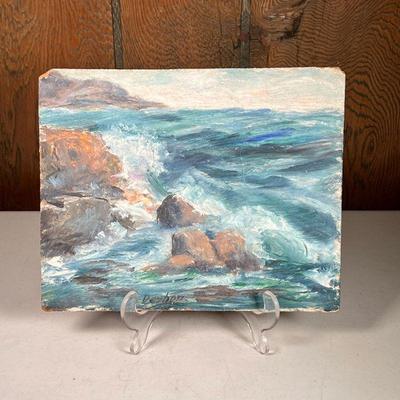 Seascape Painting | Oil on board, rocky seascape signed 