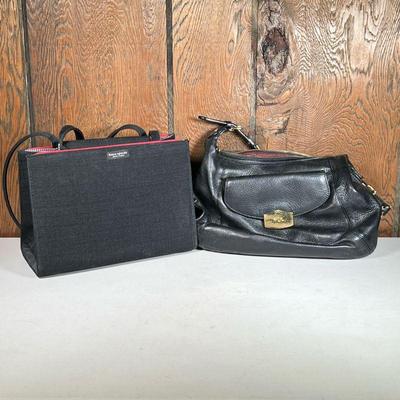  (2pc) Kate Spade & Ralph Lauren Bags | Including a black cloth Kate Spade handbag, and a black leather Ralph Lauren purse. - l. 11 x h....