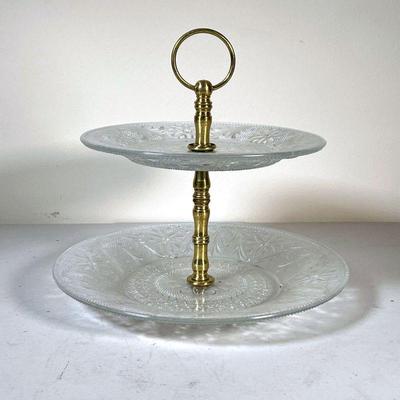 Pressed Glass Pastry Stand | h. 9 x dia. 10.25 in 