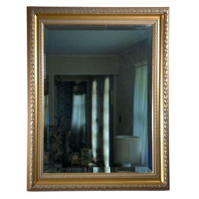 Beveled Glass Wall Mirror | In a gold-tone frame with 