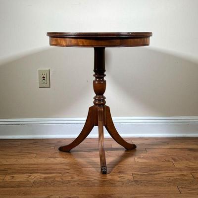 Round Side Table | On a tripod base with metal claw feet caps. - h. 26 x dia. 21 in 