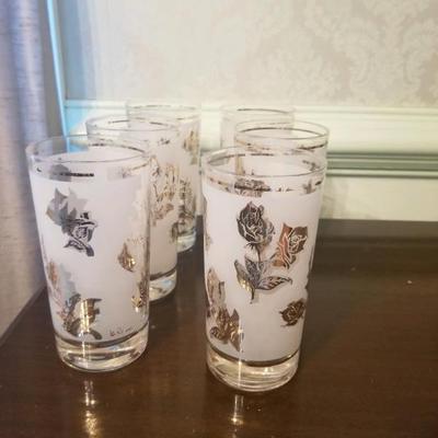 Libby frosted leaf glasses