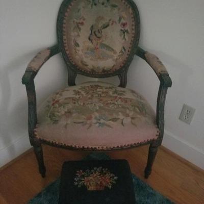 Elegant chair/needlepoint seat and back