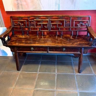 Antique rosewood opera bench