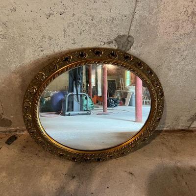 Antique or Old Vintage Oval Gilt-Framed Mirror $80