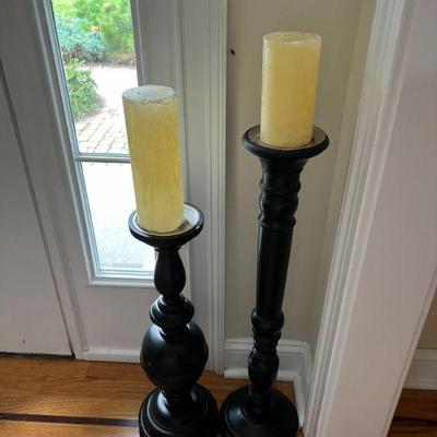 Two Large Pillar Type Candle Holders w/ Candles $40/each