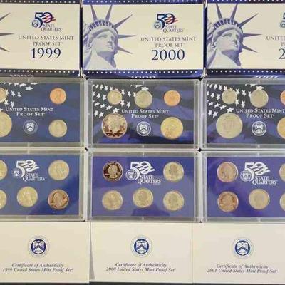 DFT079 - US Quarters Proof Sets 1999, 2000 And 2001