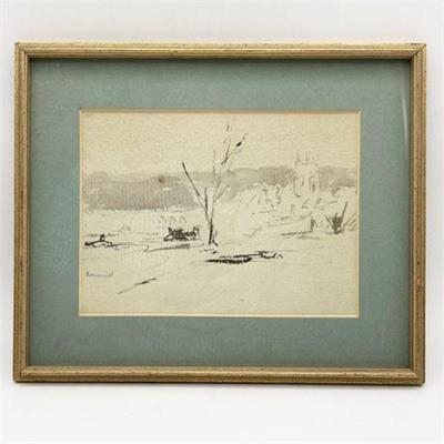 Lot 020   2 Bid(s)
Pen and Ink Wash Abstract Landscape Signed