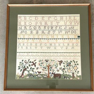 Framed Needlepoint Sampler