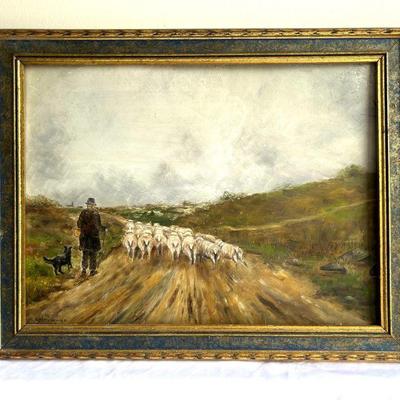 1895 Antique Oil on Board H. L. Hayward 