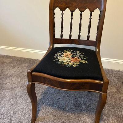 Carved Back Needlepoint set chair