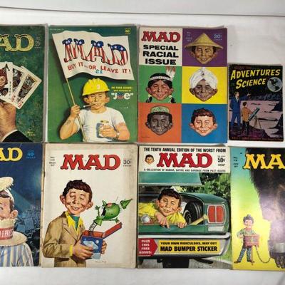Mad magazines late 60s early 70s and Gilbert toys