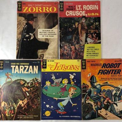 Harvey comics, gold, key 1960s comics, Zorro, Robinson Crusoe, Tarzan, Jetsons, Robot fighter
