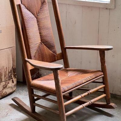 Antique Woven Back & Seat Rocking Chair
