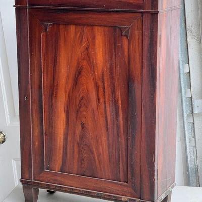 Vintage Dark Wood Upright Storage Chest
