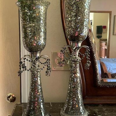 pair of mosaic candle holders