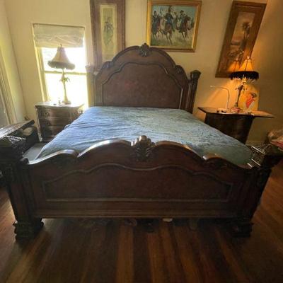 highly carved king bed