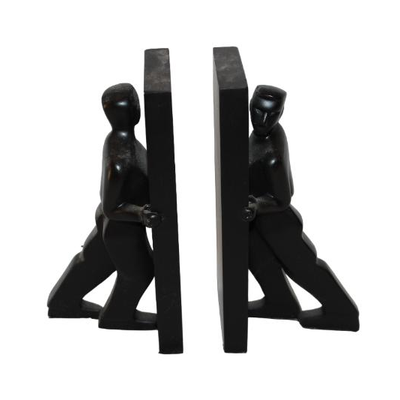 leaning man bookends