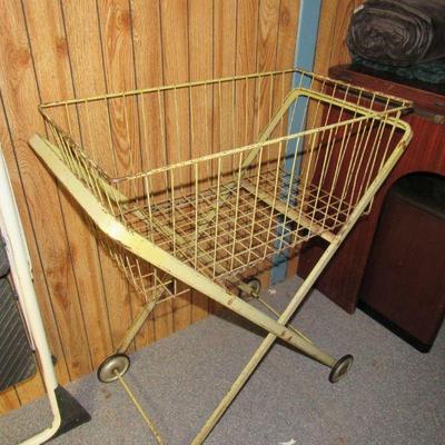 Great old laundry cart with basket