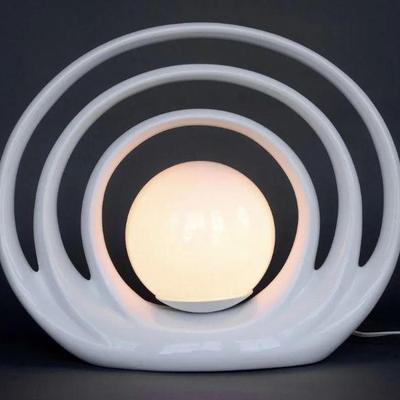 PAIR OF POST MODERN CIRCULAR HALO TABLE LAMPS