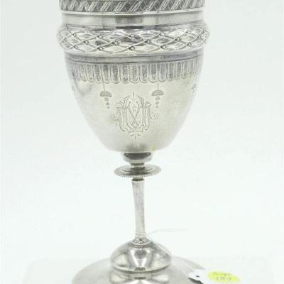 Antique Gorham Sterling Silver Ecclesiastical Chalice. Measures 3"x3"x6.5". Approximate silver weight 172 grams.