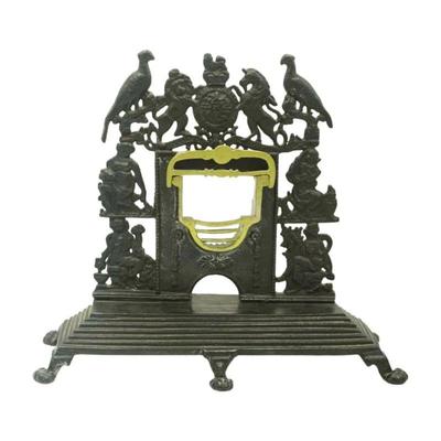 Victorian ornate cast iron salesman's sample fireplace with brass grate insert and fender. 14.5"x4"x12.25". Weight 7...