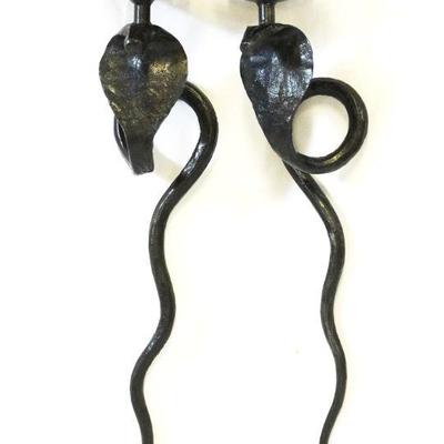 Hand Forged Iron Cobra Sconces. 4.5"x6.25"x21". Weight 6 lbs 3 oz. PROVENANCE: The Terri Henning Collection, The Peoples...