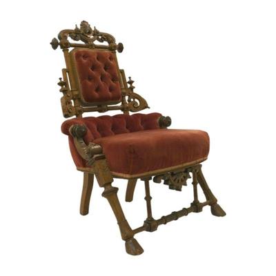 Rare George Jacob Hunzinger, American, (born Germany, 1835-1898) American Renaissance Revival Carved Walnut Chair Pat. 1869. Carved...