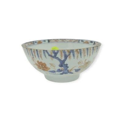 Antique Chinese Imari Bowl Kangxi period. Hand Painted peonies under a willow with central peony on the inside....