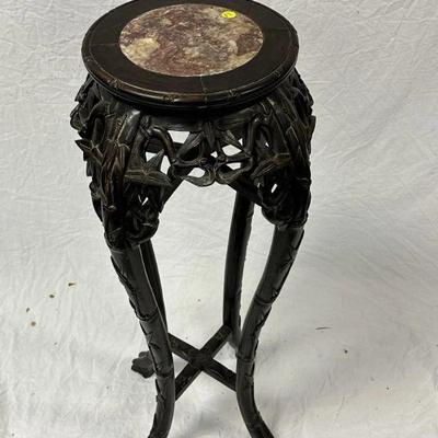 Antique Chinese Heavily Carved Stand / Table. 12"x12"x36". Weight 22 pds. PROVENANCE: Gippy Plantation