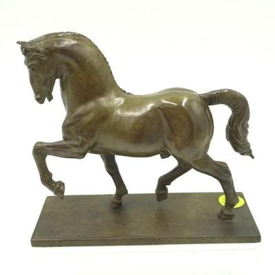 Bronze figure of a horse after Leonardo da Vinciâ€™s vision of placing a 24 foot bronze statue of a horse in Milan, as realized by the...